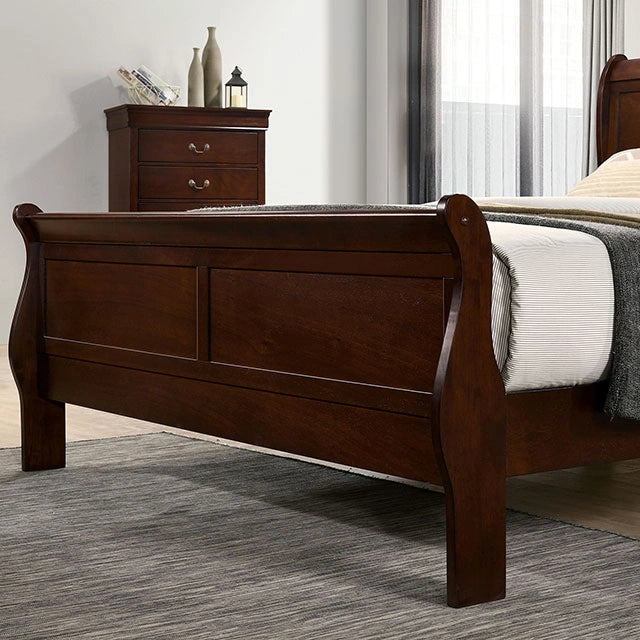 Louis Philippe E.King Bed Black, Cherry, & Gray