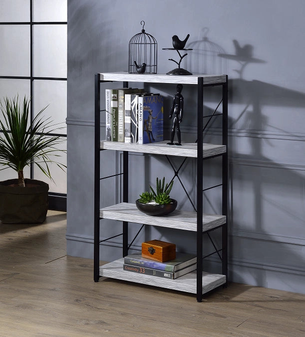 Jurgen Antique White & Black Bookshelf