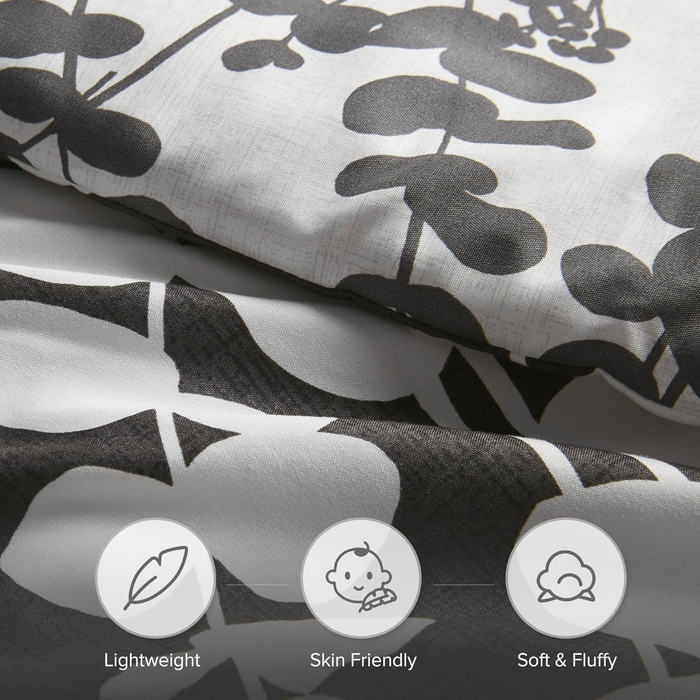 Aria Full/Queen Black 3 Piece Reversible Floral  Comforter Set