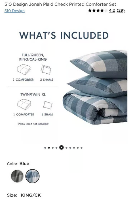 Jonah Plaid Check Printed King 3 Piece Comforter Set