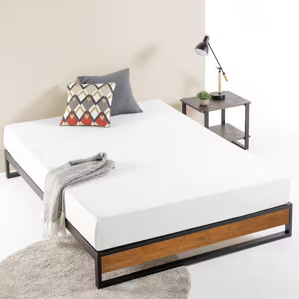 Zinus Iron Line Metal and Wood Platform Bed – Queen