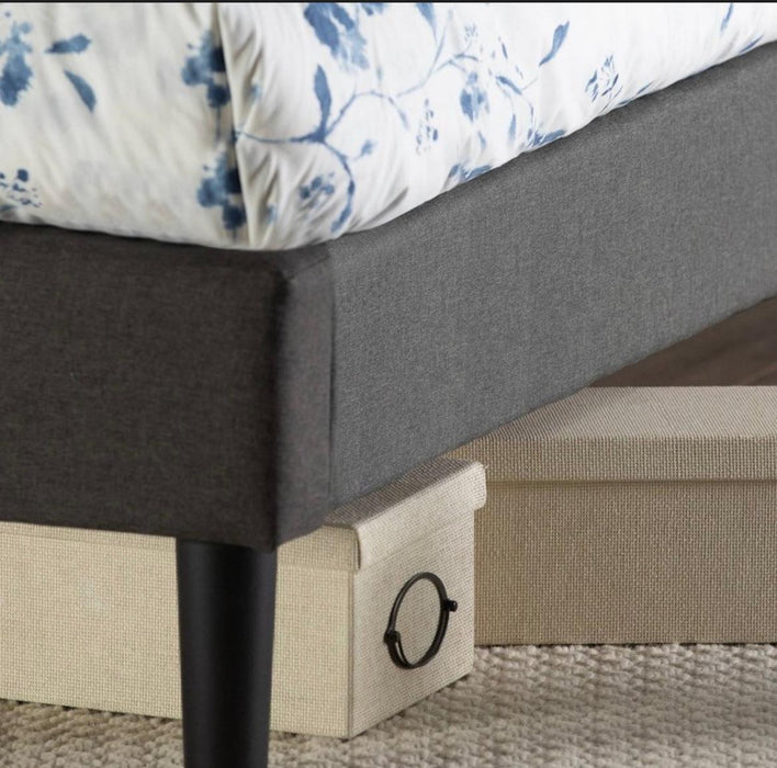 ZINUS Shalini Upholstered Platform Bed Frame, Mattress Foundation, Wood Slat Support Dark Grey, Full