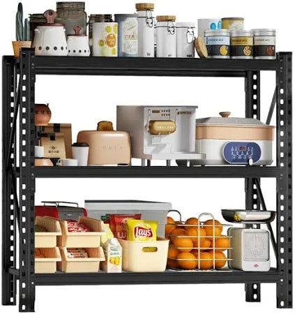 3-Tier Industrial Garage Shelving Rack, Heavy Duty Metal Shelving Unit
