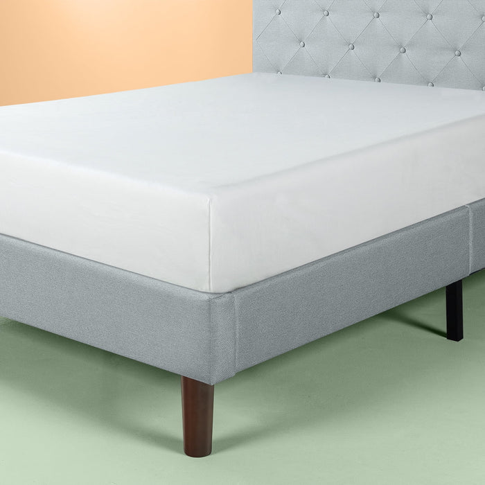 Zinus Shalini Upholstered Diamond Stitched Platform Bed Full Light Grey